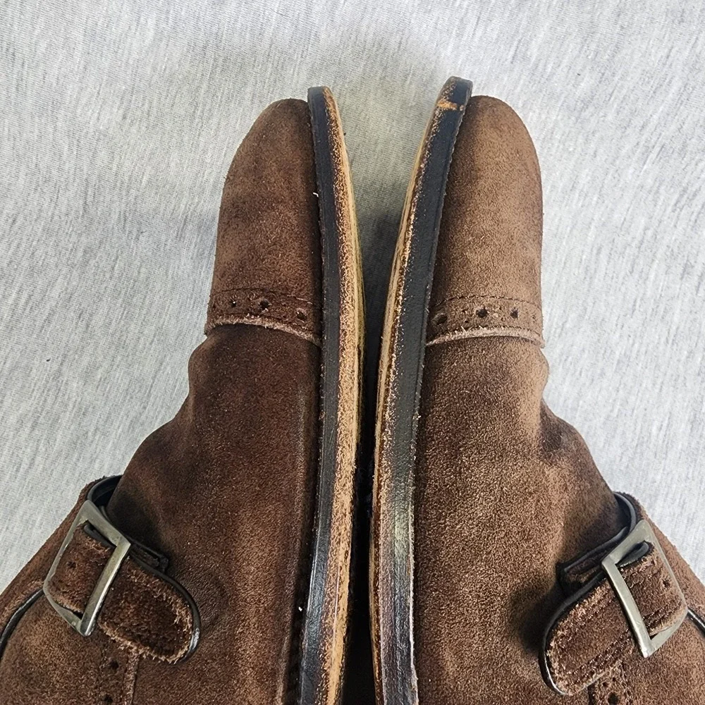 Crosby Square Allen Size 10 Double Monk Strap Brown Suede Loafer Dress‎ Shoes